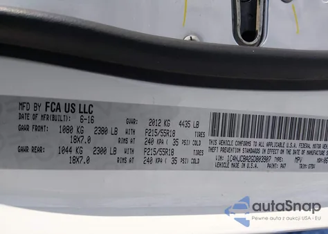 2016 Jeep Compass Sport Se from USA, damaged, VIN 1C4NJCBA2GD803907